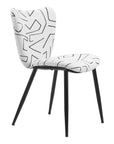 Set of Two White and Black Upholstered Faux Shearling Dining Side Chairs