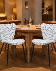 Set of Two White and Black Upholstered Faux Shearling Dining Side Chairs