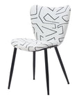 Set of Two White and Black Upholstered Faux Shearling Dining Side Chairs