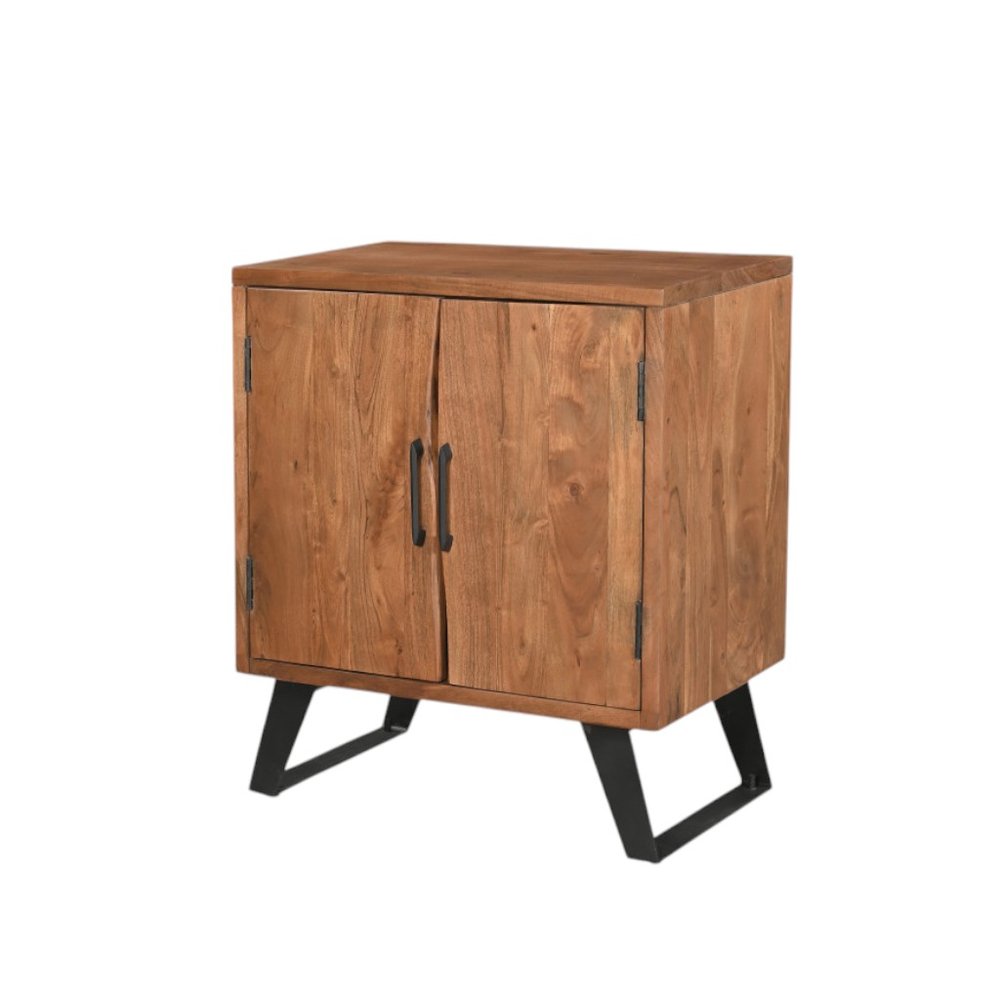 30" Brown Solid Wood Square Live Edge Nightstand