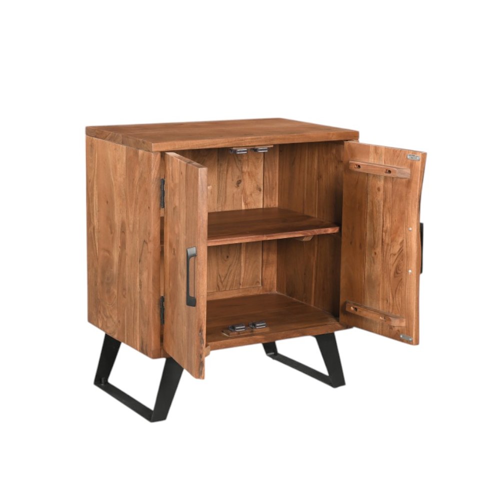 30" Brown Solid Wood Square Live Edge Nightstand