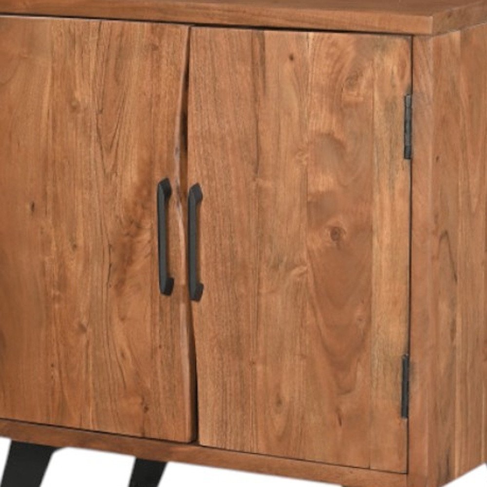 30" Brown Solid Wood Square Live Edge Nightstand