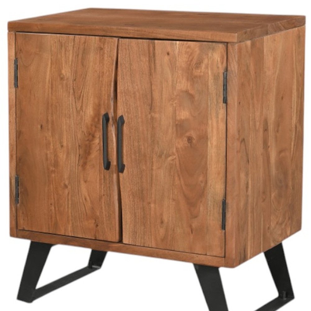 30" Brown Solid Wood Square Live Edge Nightstand