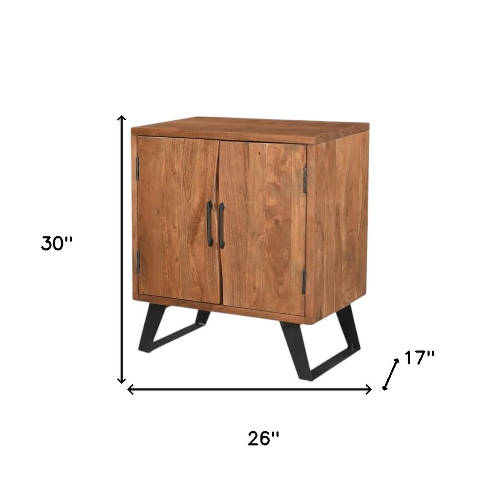 30" Brown Solid Wood Square Live Edge Nightstand