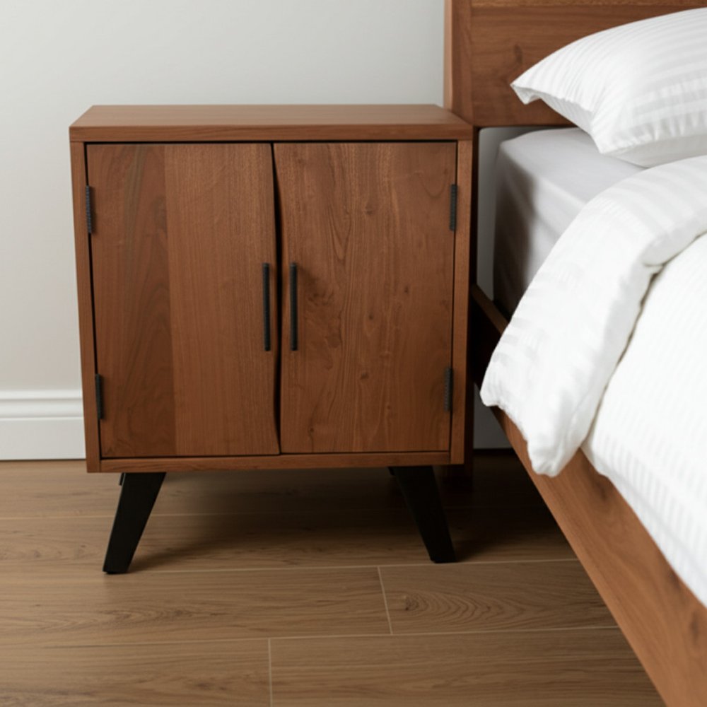 30" Brown Solid Wood Square Live Edge Nightstand