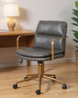 Brown and Black Adjustable Height Swivel Rolling Office Chair