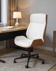 White Adjustable Height Rolling Executive Office Chair