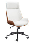 White Adjustable Height Rolling Executive Office Chair