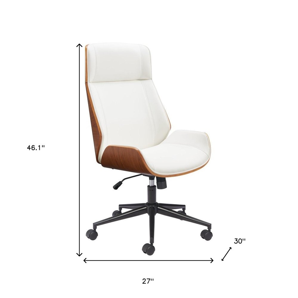 White Adjustable Height Rolling Executive Office Chair