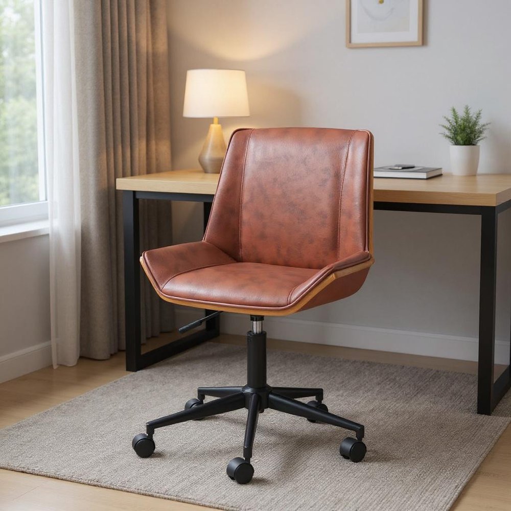 Brown Adjustable Height Rolling Office Chair