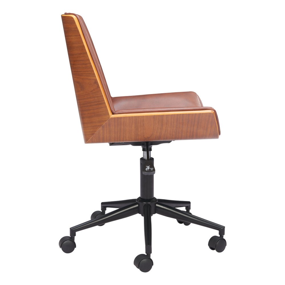Brown Adjustable Height Rolling Office Chair