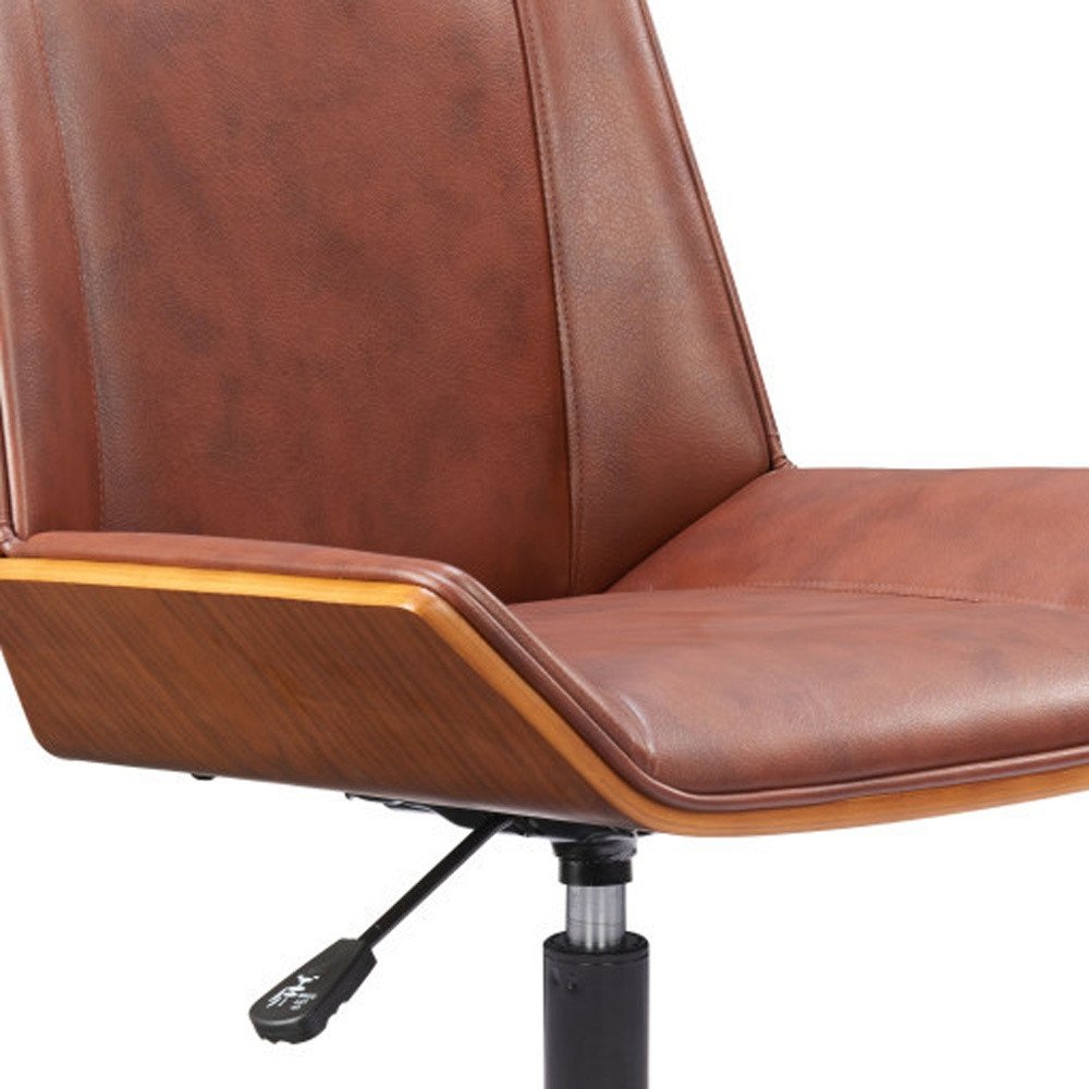Brown Adjustable Height Rolling Office Chair