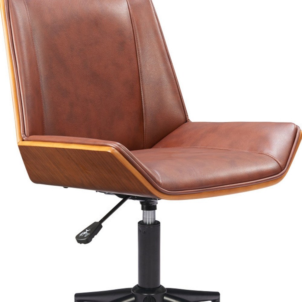 Brown Adjustable Height Rolling Office Chair