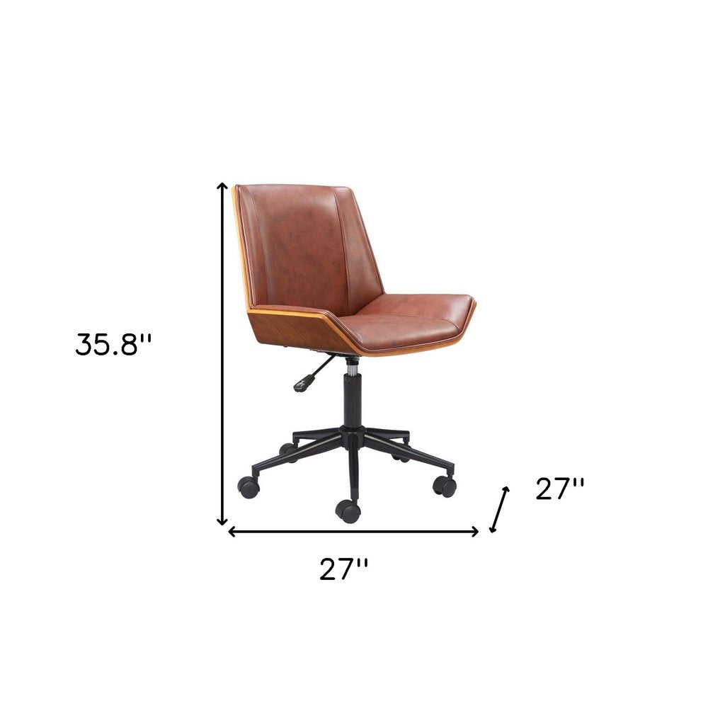 Brown Adjustable Height Rolling Office Chair