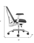 Black Silver and White Adjustable Height Swivel Rolling Office Chair
