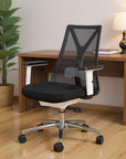 Black Silver and White Adjustable Height Swivel Rolling Office Chair