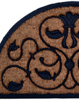 30" X 48" Beige and Black Rubber and Coir Outdoor Semi Circle Door Mat