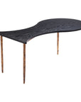 Set of Two Black and Bronze Wood and Steel Free Form Coffee And End Table