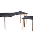 Set of Two Black and Bronze Wood and Steel Free Form Coffee And End Table