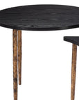 Set of Two Black and Bronze Wood and Steel Free Form Coffee And End Table