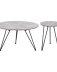 Set of Two Gray and Black Wood and Steel Round Nested Coffee Tables