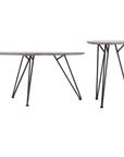 Set of Two Gray and Black Wood and Steel Round Nested Coffee Tables