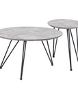 Set of Two Gray and Black Wood and Steel Round Nested Coffee Tables