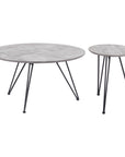 Set of Two Gray and Black Wood and Steel Round Nested Coffee Tables