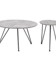 Set of Two Gray and Black Wood and Steel Round Nested Coffee Tables