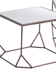 Set of Two Silver and Bronze Mirrored Glass and Steel Square Abstract Bunching Coffee Tables