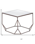 Set of Two Silver and Bronze Mirrored Glass and Steel Square Abstract Bunching Coffee Tables