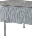 47" Gray Wood and Steel Oval Coffee Table With Drawer
