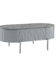 47" Gray Wood and Steel Oval Coffee Table With Drawer