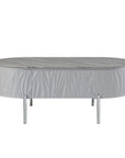 47" Gray Wood and Steel Oval Coffee Table With Drawer