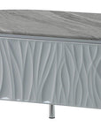 47" Gray Wood and Steel Oval Coffee Table With Drawer
