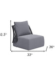 33" Gray Outdoor Accent Chair with Gray Cushions