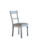 Set of Two Gray Tufted Fabric And Solid Wood Ladder Back Dining Side Chairs