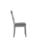 Set of Two Gray Tufted Fabric And Solid Wood Ladder Back Dining Side Chairs