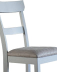 Set of Two Gray Tufted Fabric And Solid Wood Ladder Back Dining Side Chairs