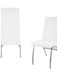 Set of Two White And Silver Faux Leather And Metal Dining Side Chairs