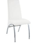 Set of Two White And Silver Faux Leather And Metal Dining Side Chairs