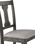 Set of Two Tan And Gray Linen And Solid Wood Open Back Dining Side Chairs