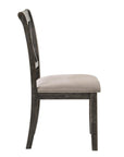 Set of Two Gray Linen And Solid Wood Cross Back Dining Side Chairs