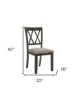 Set of Two Gray Linen And Solid Wood Cross Back Dining Side Chairs