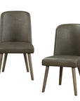 Set of Two Gray Faux Leather And Solid Wood Dining Side Chairs