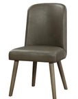 Set of Two Gray Faux Leather And Solid Wood Dining Side Chairs