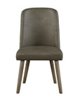 Set of Two Gray Faux Leather And Solid Wood Dining Side Chairs