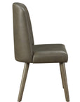 Set of Two Gray Faux Leather And Solid Wood Dining Side Chairs