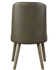 Set of Two Gray Faux Leather And Solid Wood Dining Side Chairs