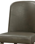 Set of Two Gray Faux Leather And Solid Wood Dining Side Chairs